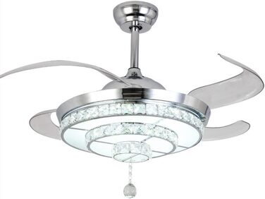 Тихий стельовий вентилятор кришталеві стельові вентилятори зі світлом, сучасні висувні лопаті, люстра, світлодіодний стельовий вен