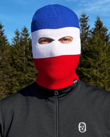 Шапка/Балконний Troublemaker 2 в 1 Синій Білий Червоний Смугастий Маска Шапка Балаклава Ультрас Лижні Хулігани