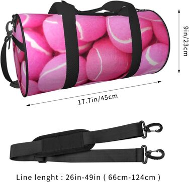 Сумка-дорожня з тенісними м'ячами, з принтом, кругла, великої місткості, для походів, відпустки, ділових поїздок та іншого, світло-рожеві тенісні м'ячі, універсальний розмір
