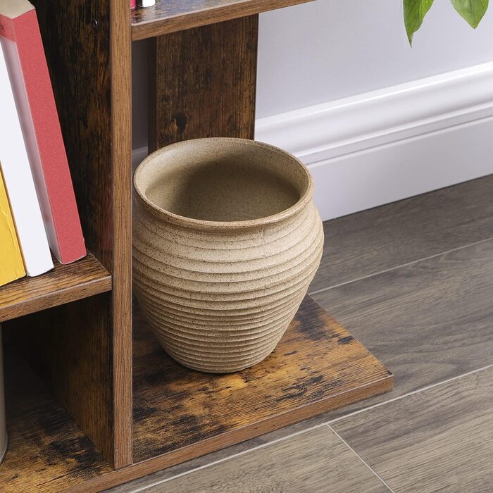 Книжкова полиця VASAGLE у формі дерева, стояча полиця з 13 відділеннями, полиця для зберігання, 25 x 86 x 140 см, вінтажний коричневий LBC67BXV1