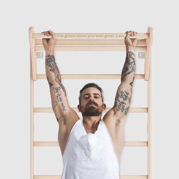 Настінна гімнастична драбина MAMOI для дорослих з гімнастичними кільцями та тренувальною ручкою, регульовані кільця для силових тренувань та розтяжки вдома, персоналізований дизайн