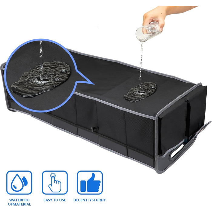 Органайзер для багажника M KARMATER, машинне прання, матеріал PP, 3 відділення, автомобільне зберігання, 95 л, водонепроникний поліестер, органайзер для аксесуарів та 6 кишень, підходить для позашляховиків, мінівенів, пікапів. Розміри 91.4 x 35.6 x 30.5 с