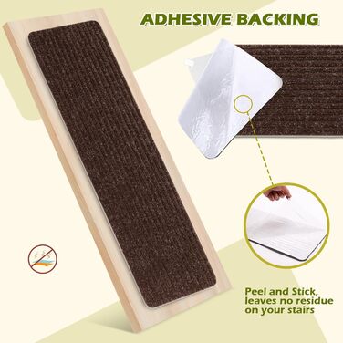 Сходинки для сходів, нековзні, для використання всередині приміщень, 14 шт. , коричневі, з гумовою основою (76,2 x 20,3 см), Коричневі, 14 шт.