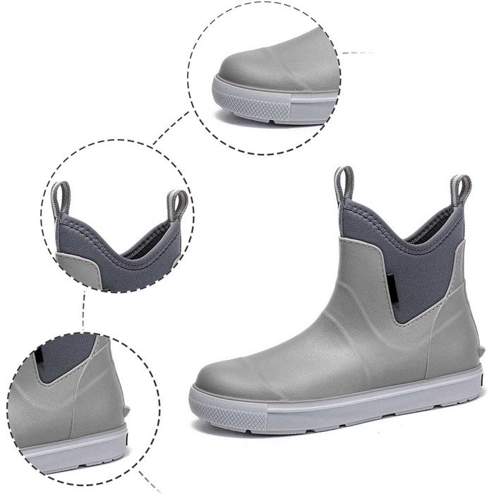 Водне взуття, гумові чоботи, нековзні, для риболовлі, катання на човні, роботи, чоловічі, для подорожей та походів, сірі, 38 2/3 EU