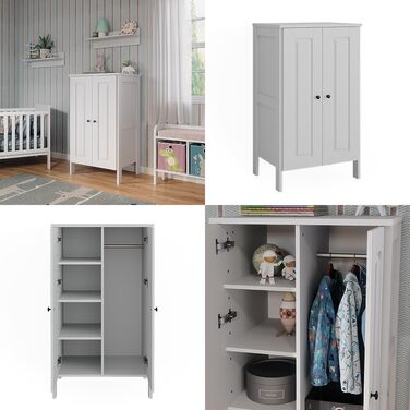 Дитяча шафа Ajaton, біла - 70x1253 см, виготовлена з ДСП - дитяча полиця для дітей та підлітків, практичне рішення для добре організованих кімнат, біла 70x120,6x53,4 см