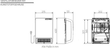 Керамічний вентилятор-обігрівач AEG VH 213, енергозберігаючий, 2000 Вт для приблизно 25 м, сертифікований TV, РК-дисплей, тижневий таймер, для ванної кімнати, 238296 пластик без таймера на 120 хв, одинарний