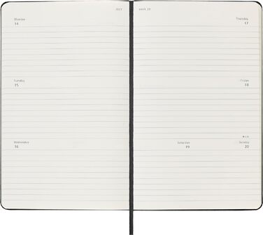 Щотижневий планер Moleskine, горизонтальний 12-місячний щотижневий планер 2025, тверда обкладинка з еластичною застібкою, чорний, великий формат 13x21 см