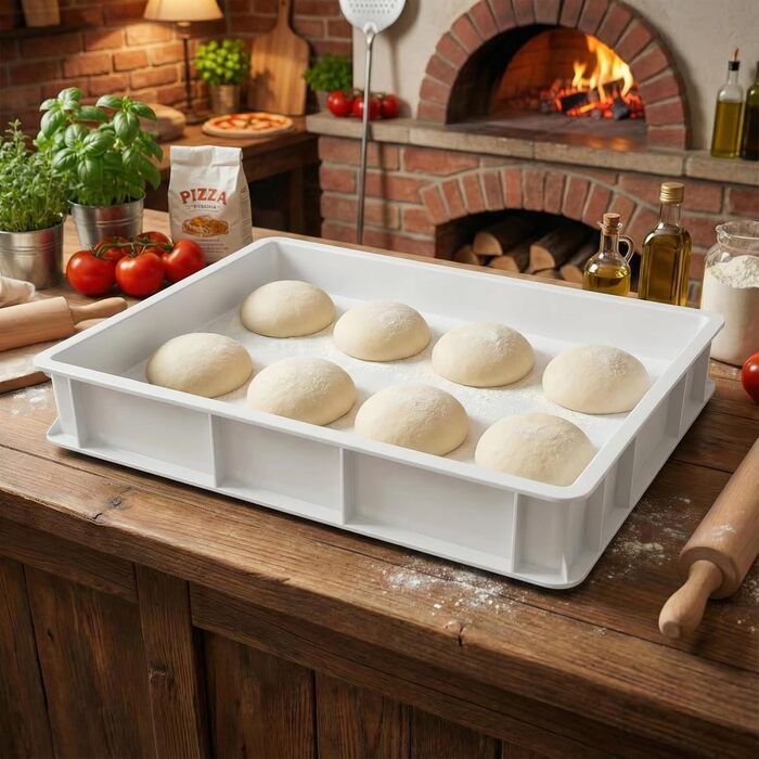 Коробка для тіста для піци Morleos 5 шт. 60x40x7 см Біла Зроблено в Італії Коробка для розстойки, Коробка для тіста, Лоток для тіста, Лоток для тіста, Коробка для дріжджів Штабелюється Тісто для піци - вафель - торта - хліба