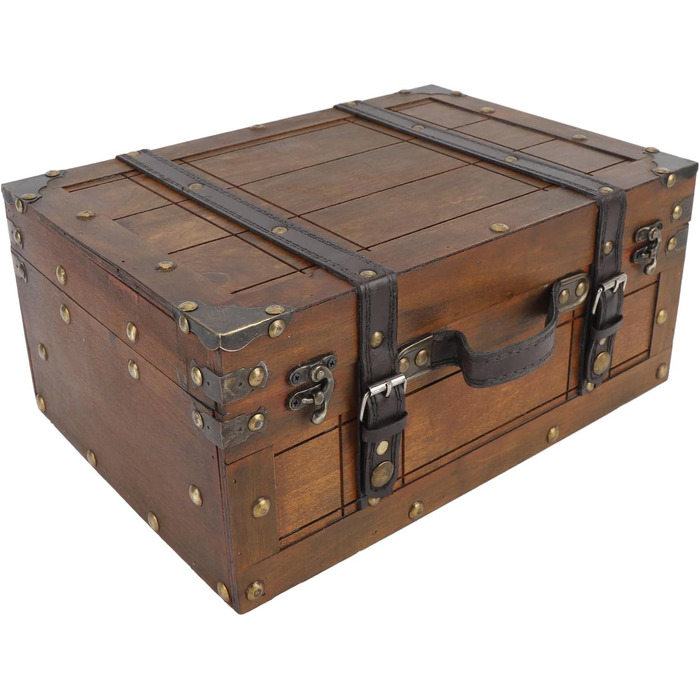 Дерев&39яний футляр для зберігання сумок Taidda у вінтажному стилі, багатофункціональна портативна валіза з виглядом вживаного одягу, органайзер для одягу, іграшок та фотореквізиту з сільським дизайном (великий)