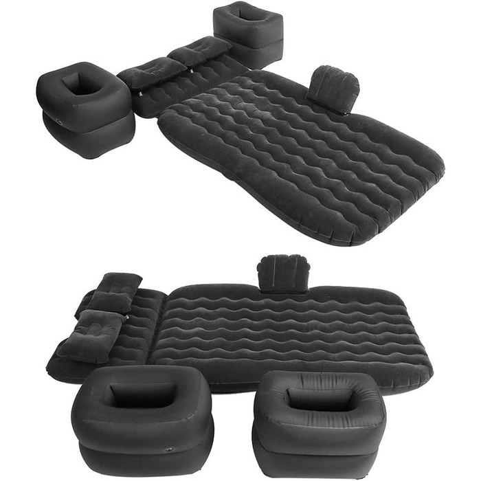 Надувний матрац Dioche для автомобіля, заднього сидіння, з насосом, дорожній килимок, для відпочинку, сну, походів (чорний)