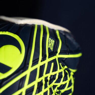 Футбольні воротарські рукавички uhlsport Prediction Soft Flex Frame - Воротарські рукавички для дітей та дорослих із захистом пальців 8 темно-синій/білий/флуоресцентно-жовтий