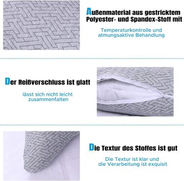 Подушка для сну на боці від болю в шиї та плечах - Подушки з піни з ефектом пам&39яті розміру &quotking-size&quot для сну - Регульована вигнута подушка зі знімною наволочкою, яку можна прати (сіра) U-подібна подушка Grau