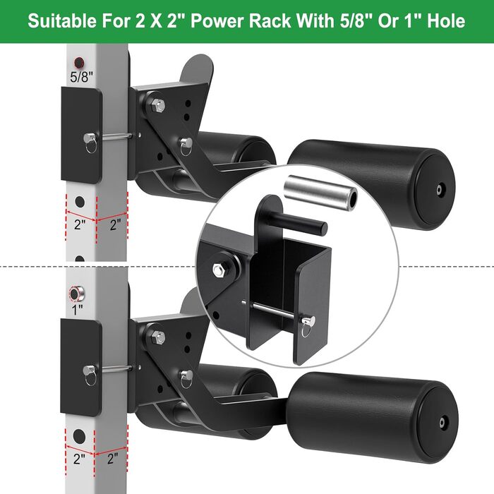 Стійка для присідань з розгинанням ніг SELEWARE для силової стійки 2x2 або 3x3 з отвором 5/8&quot або 1&quot Регульована насадка для тренажера великогомілкових м&39язів живота зі шкіряною поверхнею для тренувань у домашньому спортзалі для стійки 3x3 з отв
