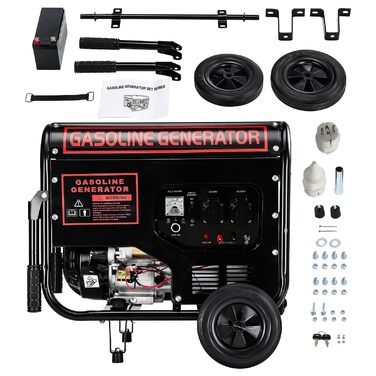 Бензиновий генератор, аварійне живлення, тихий, 12 к.с., 274 куб.см, максимальна потужність 5500 Вт, безперервна потужність 3500 Вт, функція AVR, 4-тактний двигун, бак 15 л, 2 x 230 В, захист від низького рівня оливи, з електростартером