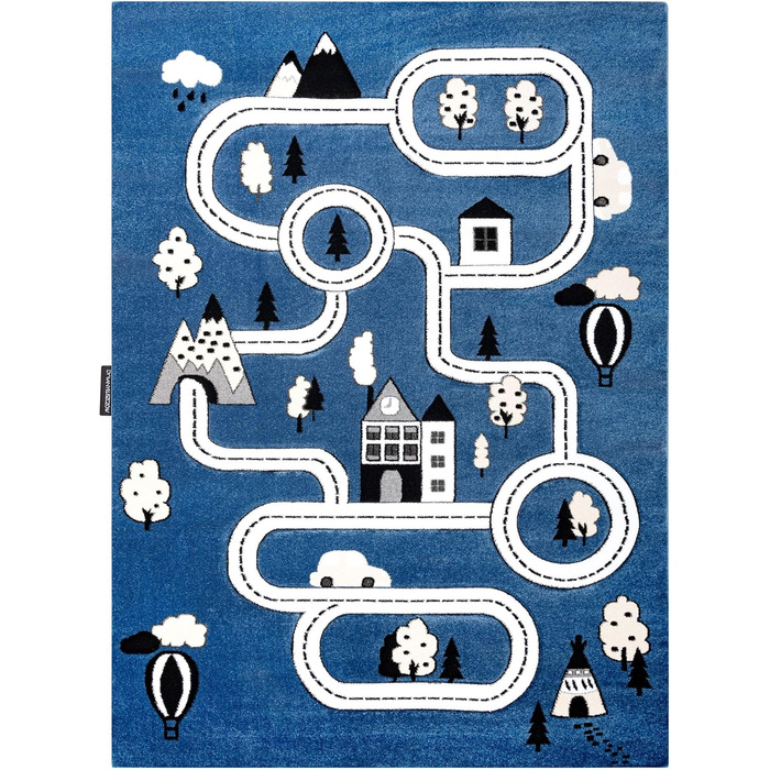Дитячий килимок Petit для дитячої кімнати, ігрові килимки, дитяча кімната, міські вулиці синій 280x370 см