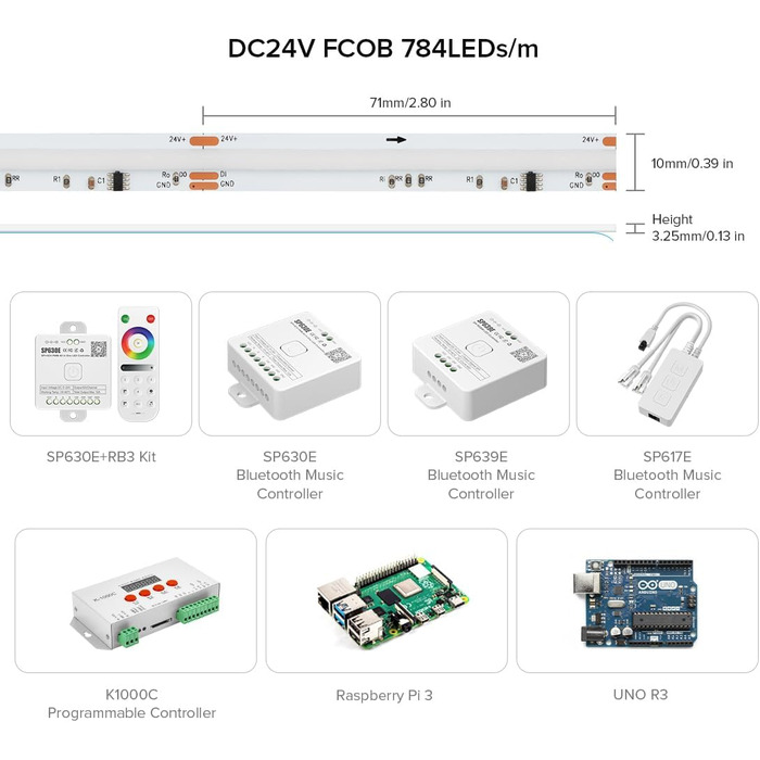 Гнучка світлодіодна стрічка COB високої щільності WS2814 IC RGBW світлодіодна стрічка 1 М 784 світлодіоди/м 21 Вт/М DC24V IP30 Карбування кольору Прикраса своїми руками (не контролер вмісту та блок живлення) (Fcob RGBNW, 24 В 5 М 784 світлодіодів/м), 4000