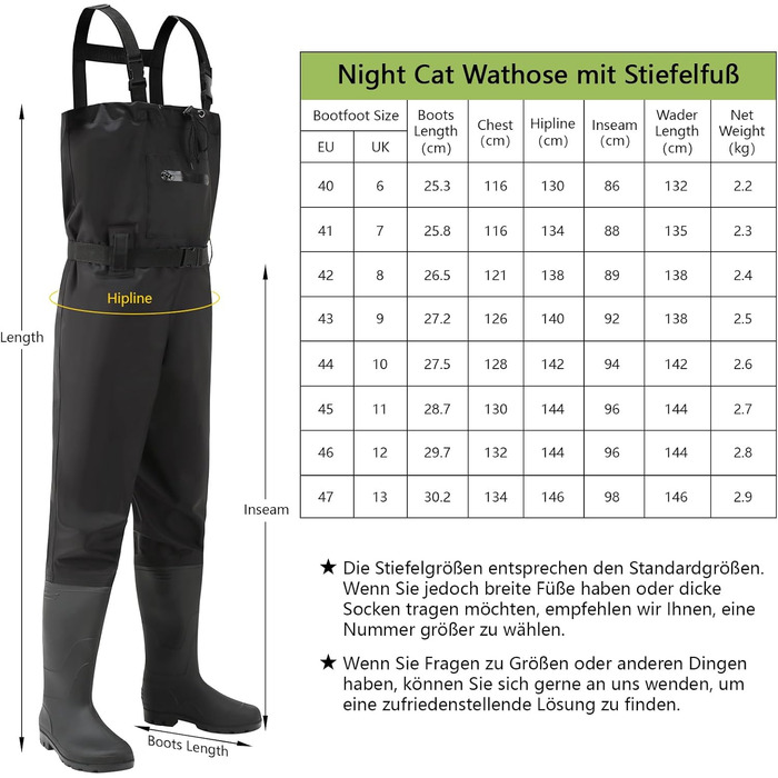 Чоловічі та жіночі потовщені вейдерси, рибальські вейдерси з чобітьми, вейдерси з нагрудними кишенями, регульованими ремінцями, нейлонові вейдерси, рибальські вейдерси 44W