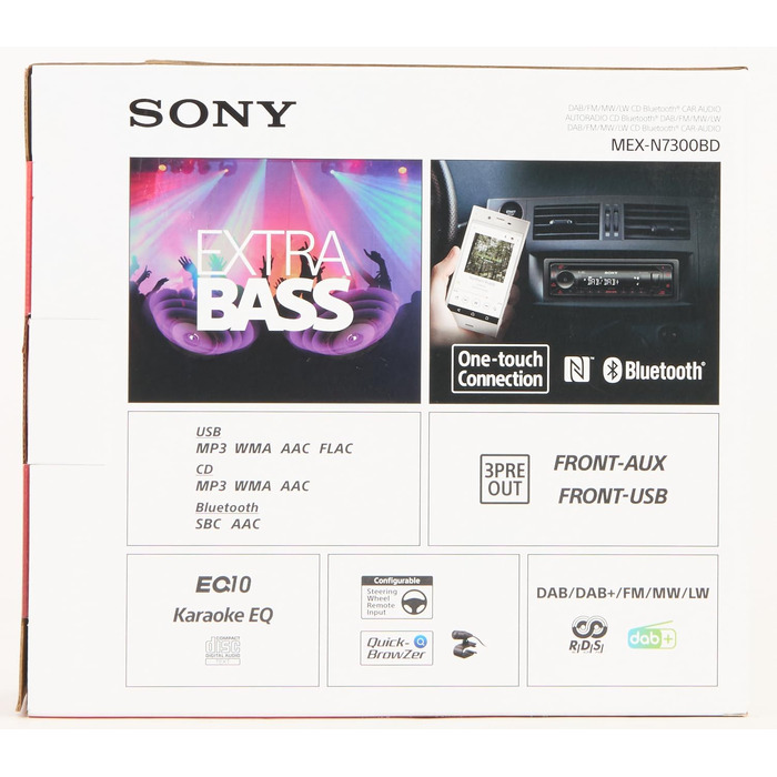 Автомобільна стереосистема Sony MEX-N7300KIT DAB з компакт-диском, подвійним підключенням Bluetooth, USB та AUX Гучний зв'язок Bluetooth 4 x55 Вт 3-кратний вихід Додаткові баси Колір Vario