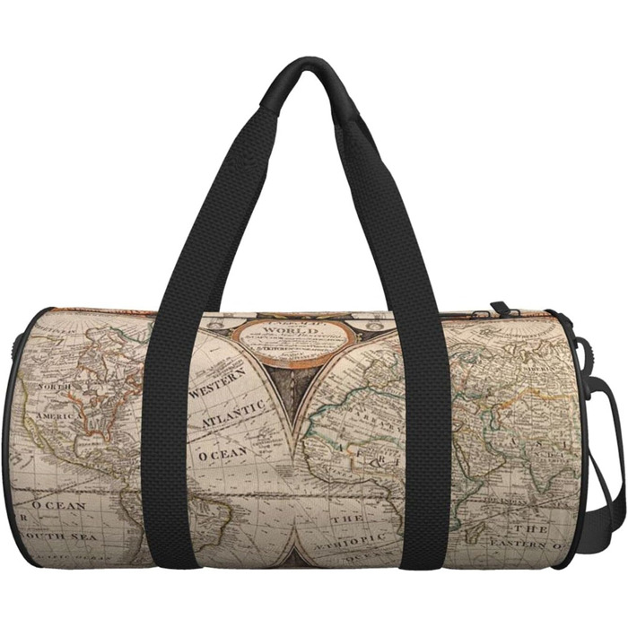 Дорожня сумка з картою стародавнього світу, спортивна сумка для фітнесу, велика сумка для подорожей, сумка на нічліг та на вихідні для чоловіків та жінок