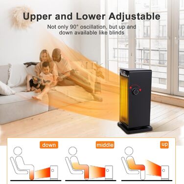 Тепловентилятор OMISOON 2000 Вт, енергозберігаючий безшумний тепловентилятор ECO, керамічний нагрівач PTC електричний з коливанням