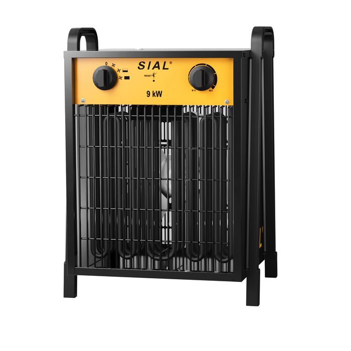 Електричний обігрівач SIAL 9000 Вт, 400 В - Будівельний обігрівач/осушувач повітря - Промисловий обігрівач з 2 режимами нагріву - Для гаражів, майстерень, будівельних майданчиків - DA9 - Чорний 9 кВт-Чорний