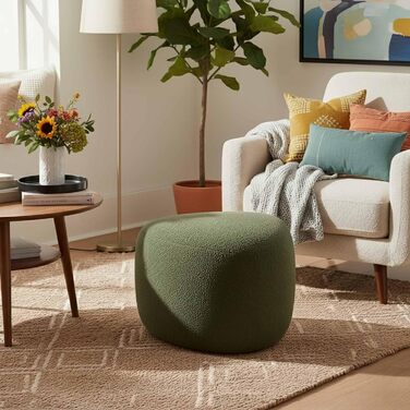 Овальний стілець CLP Alfrisa, м&39який стілець з плюшевою тканиною, м&39яка підставка для ніг для вітальні та спальні, міцний дерев&39яний каркас, колір темно-зелений