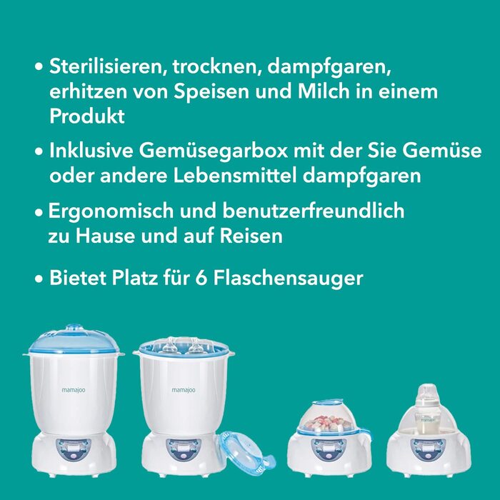 Підігрівач дитячих пляшечок Mamajoo з функцією випарника, стерилізатор 5в1 для пляшечок, стерилізатор і сушарка для пляшечок дитяч