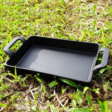 Чавунна сковорода Bestargot Camping, Hobo Cooker Кемпінгова плита Сковорода-гриль Чавунна сковорода, прямокутна чавунна сковорода