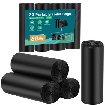 Міцні та стійкі до розривів сумки для туалету WADEO, 80 предметів, кемпінгові сумки для туалету, пакети для сміття, об&39ємом 50 л кожна (0,03 мм), портативні універсальні сумки для туалету, надзвичайно товсті туалетні аксесуари, для кемпінгу, походів, по