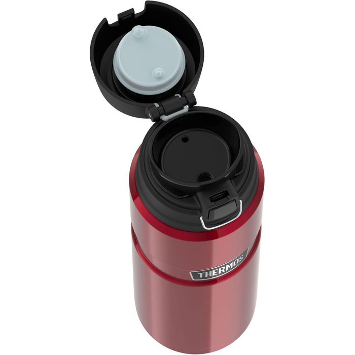 Термос-пляшка THERMOS STAINLESS KING, червона, 0,70 л - Нержавіюча сталь, абсолютно герметична, зберігає напої гарячими протягом 15 годин і холодними протягом 24 годин, можна мити в посудомийній машині, пляшка для чаю, кави та води, без BPA, полірована жу