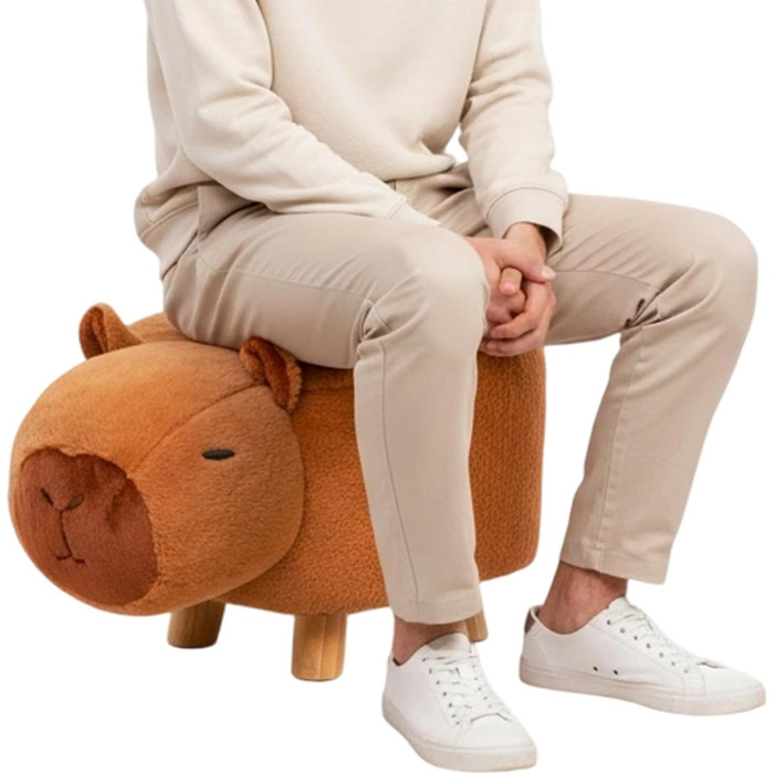 Стільчик у формі капібари з мультфільму - дитячий стільчик для сидіння, безшумна лавка на поворотних колесах для щоденних занять, дерев&39яне сидіння у формі тварин із заокругленим дизайном, домашні меблі, грайливе місце для відпочинку в передпокої та віт