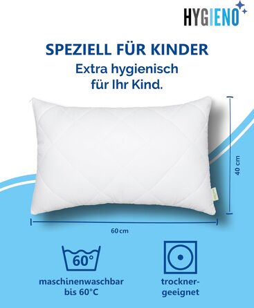 Дитяча подушка Koru Kids 40x60 см на блискавці - регульоване наповнення 350 г - дитяча подушка для алергіків - можна прати при 60C