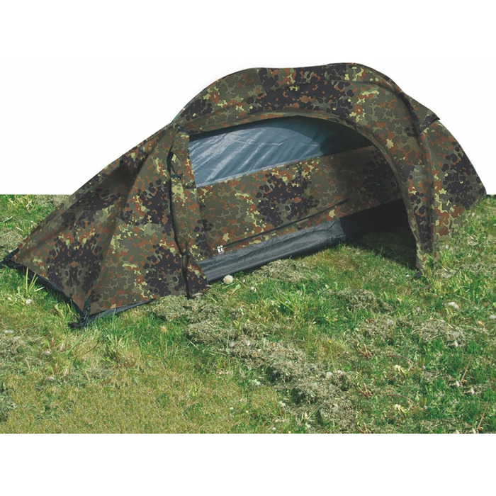 Одномісний намет Mil-Tec Recom (150x250 см) Тунельний намет для 1 особи Ультралегкий, компактний, стійкий до вітру та шторму Намет для трекінгу, кемпінгу, активного відпочинку, походів Одномісний намет у камуфляжному візерунку