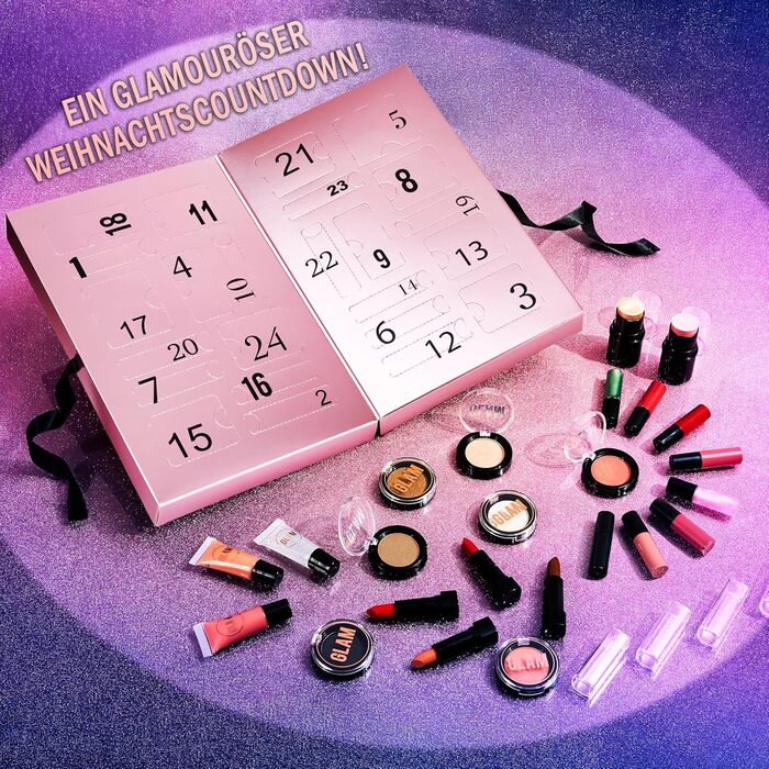 Різдвяний календар KreativeKraft на 2025 рік для жінок, підлітків та дівчат - набір засобів догляду за шкірою, краси та макіяжу - різдвяний календар, ідея подарунка для макіяжу (рожевий)