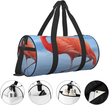 Спортивна сумка для подорожей, з принтом фламінго, чорна, універсальний розмір