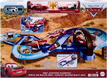Ігровий набір Mattel Disney та Pixar Cars з 2 іграшковими машинками, Блискавка МакКвін та Франческо Бернуллі, гоночний трек GRC з