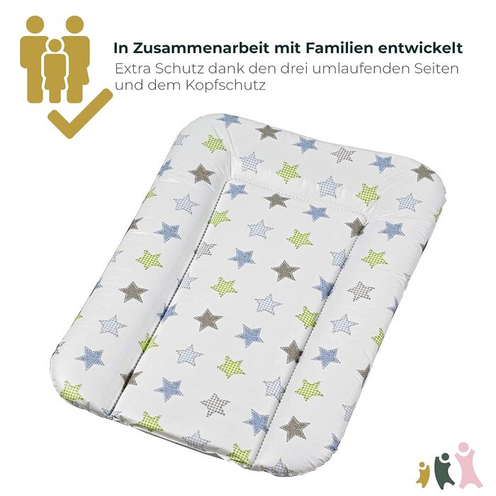 Пеленальний килимок Lilly Розмір 52 x 75 см Підходить для пеленального блоку Clarissa та інших пеленальних столиків Піднятий край