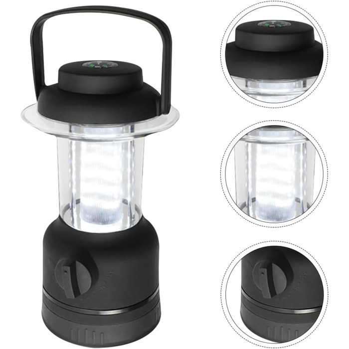 Світлодіодний кемпінговий ліхтар SOLUSTRE 5 Вт з регулюванням яскравості, ліхтар для намету IP65, акумуляторний, з компасом та гачком, надійний аварійний ліхтар для активного відпочинку та походів