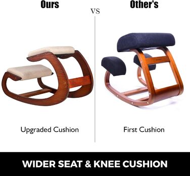 Ергономічне крісло для колін VEVOR, регульований стілець з гікорі з подушкою, зручний домашній стіл, ергономічне крісло/стілець для колін, що формує та знімає стрес, витримує 150 кг, коричневий