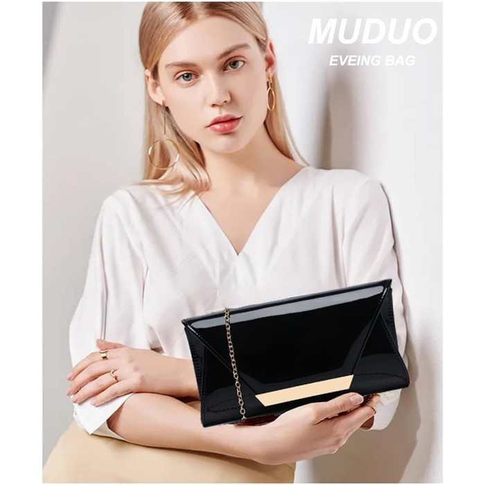 Жіноча лакована сумочка-клатч для вечірок, чорна