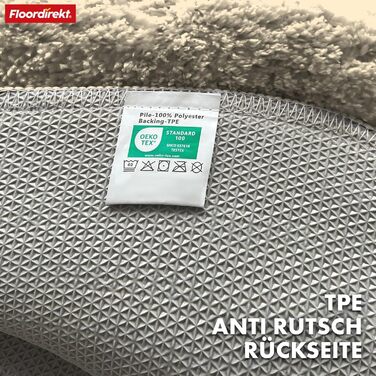 Килимок для ванної Floordirekt - Надзвичайно пухнастий та швидковисихаючий - Килимок для ванної кімнати з нековзною основою - Килимок для ванної Килимок для душу (Maris) (Слонова кістка, круглий 120 см)