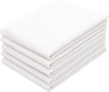 Набір з 5 чайних рушників - бавовна 50x75 см - м'які та міцні кухонні рушники - можна прати до 95C - білого кольору - якість для г