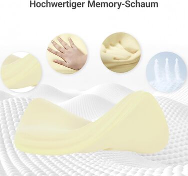 Подушка з піни з ефектом пам&39яті, ортопедична подушка для шиї для полегшення болю в шиї - ергономічна подушка для підтримки шиї для сну на боці та спині, висота 8/11 см, ідеально підходить для вузьких плечей, сертифікована Oeko-TEX