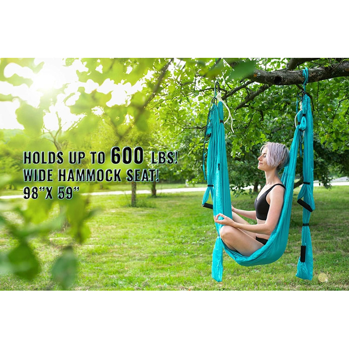 Набір гойдалок для йоги Yoga4You - Гамак для йоги, Підвісна гойдалка - Слінг для йоги, Інверсионний набір для літання - Інструмент для інверсії акро-йоги - Антигравітаційний слінг для йоги - Підвісна трапеція, Seewelle
