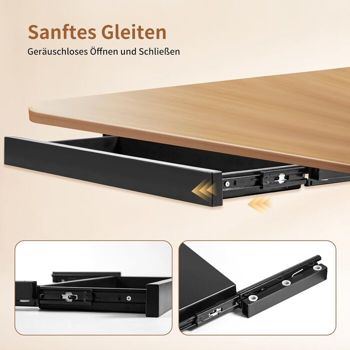 Прихована шухляда під столом місткий металевий ящик для зберігання, компактний дизайн, плавне та тихе ковзання, підходить для більшості столів (чорний)