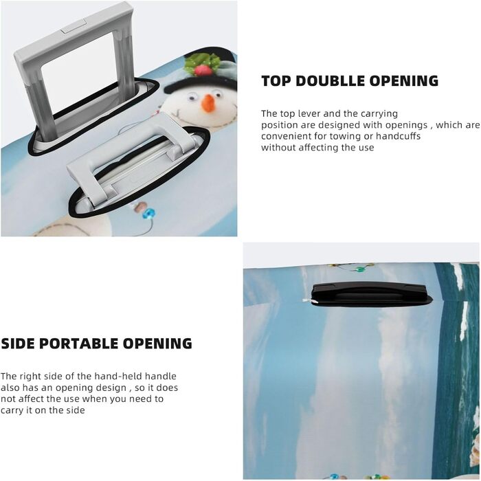 Чохол для валізи Сніговик на пляжі, захисний, міцний, для валіз розміром 45.7-81.3 см, чорний, малий