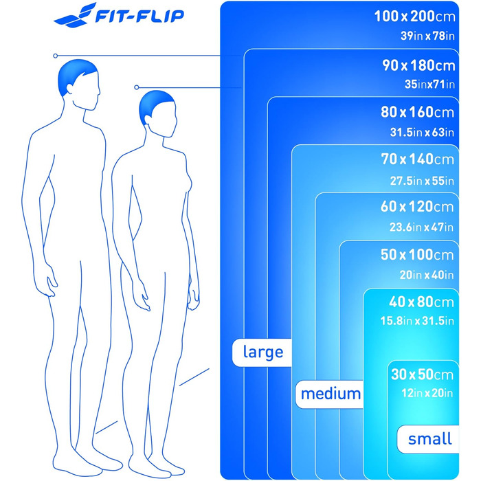 Рушник з мікрофібри Fit-Flip - Компактні рушники з мікрофібри - ідеально підходять як спортивний рушник, дорожній рушник, пляжний рушник - швидковисихаючий і легкий - банний рушник великий - спорт, фітнес, сауна (небесно-блакитний, 60х120см - ука)