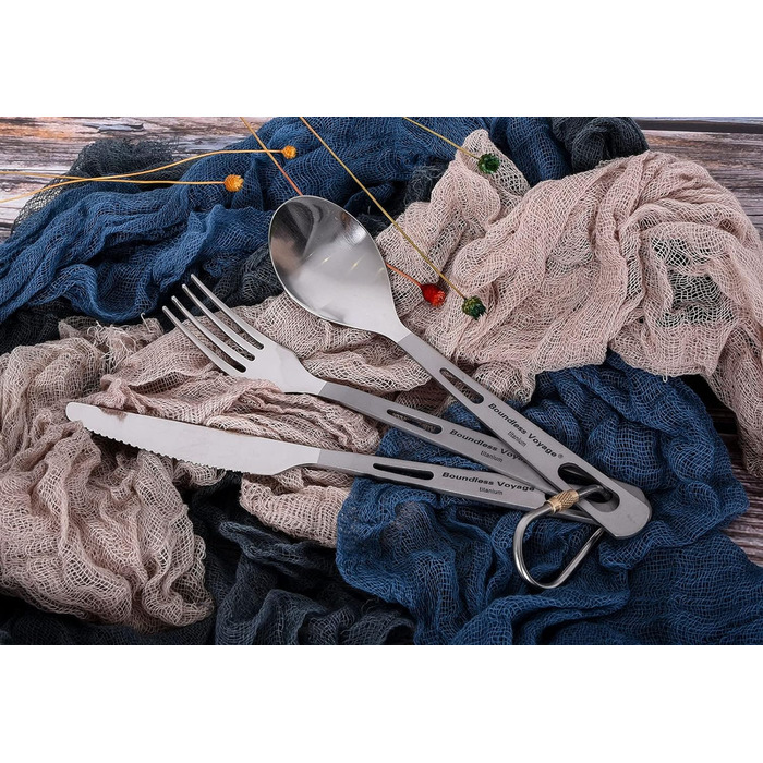 Набір столових приборів для кемпінгу Титановий відкритий польовий столовий прибор Кухонний посуд Виделка Ложка Ніж для свинини Пал