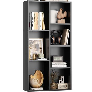 Книжкова шафа, книжкова полиця, з 7 відділеннями, офісна полиця, кубічна полиця, окремостояча полиця, для вітальні, спальні, офісу, дитячої кімнати, чорна