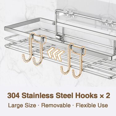 Полиця для душу без свердління, 2 шт., нержавіюча сталь SUS304, клейка полиця для ванної кімнати
